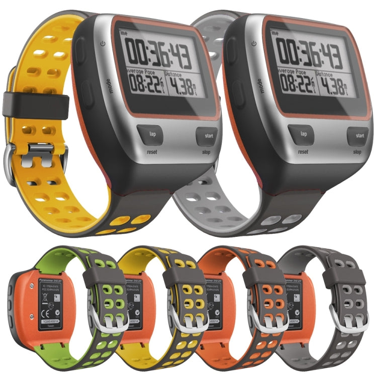 For Garmin Forerunner 310XT Two-color Silicone Watch Band(Grey Orange) - Watch Bands by buy2fix | Online Shopping UK | buy2fix