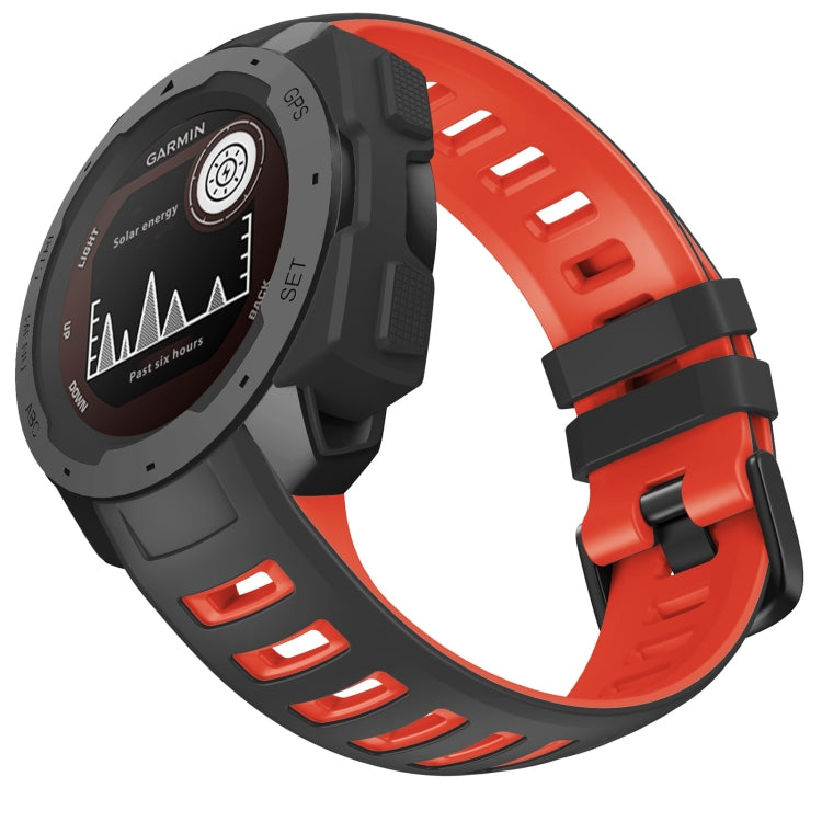 For Garmin Instinct / Instinct Esports Two-color Silicone Watch Band(Black+Red) - Watch Bands by buy2fix | Online Shopping UK | buy2fix