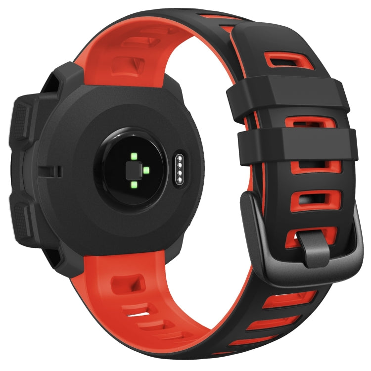 For Garmin Instinct / Instinct Esports Two-color Silicone Watch Band(Black+Red) - Watch Bands by buy2fix | Online Shopping UK | buy2fix