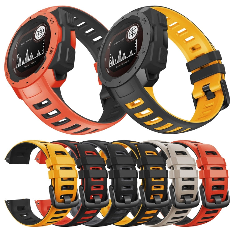 For Garmin Instinct / Instinct Esports Two-color Silicone Watch Band(Black+Red) - Watch Bands by buy2fix | Online Shopping UK | buy2fix