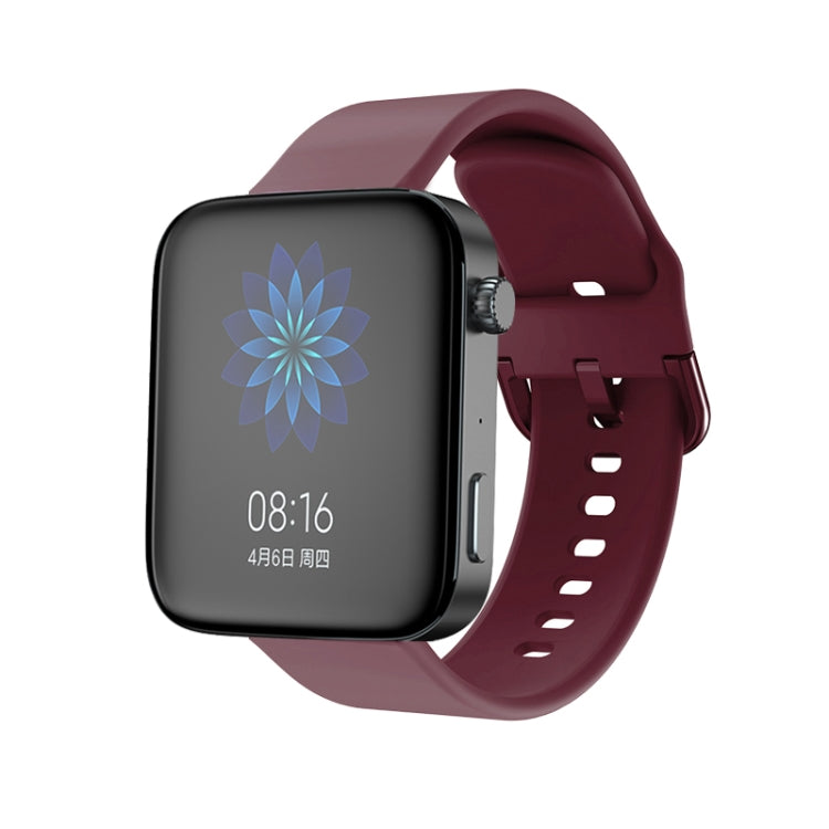 For Xiaomi Mi Watch Electroplating Buckle Silicone Watch Band(Wine Red) - Watch Bands by buy2fix | Online Shopping UK | buy2fix