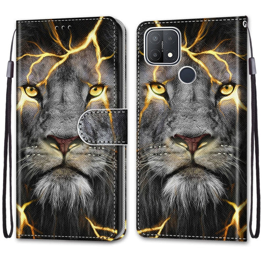 For OPPO A15 / A15s Coloured Drawing Cross Texture Horizontal Flip PU Leather Case with Holder & Card Slots & Wallet & Lanyard(Fission Lion) by buy2fix
