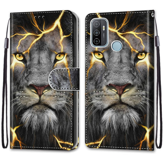 For OPPO A53 4G(2020) / A53s / A32 / A33 (2020) Coloured Drawing Cross Texture Horizontal Flip PU Leather Case with Holder & Card Slots & Wallet & Lanyard(Fission Lion) by buy2fix
