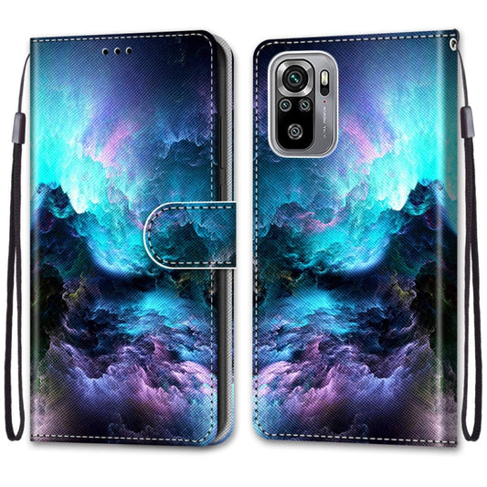 For Xiaomi Redmi Note 10 4G / Note 10s Coloured Drawing Cross Texture Horizontal Flip PU Leather Case with Holder & Card Slots & Wallet & Lanyard(Colorful Clouds) by buy2fix