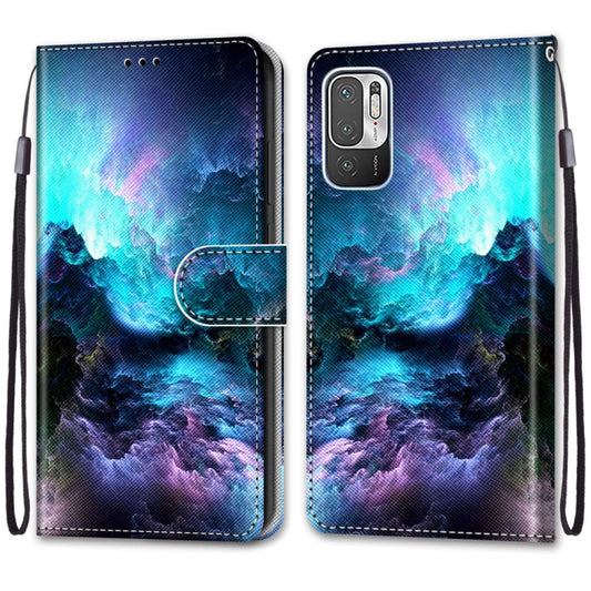 For Xiaomi Redmi Note 10 5G Coloured Drawing Cross Texture Horizontal Flip PU Leather Case with Holder & Card Slots & Wallet & Lanyard(Colorful Clouds) by buy2fix