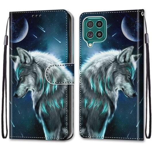 For Samsung Galaxy F62 / M62 Coloured Drawing Cross Texture Horizontal Flip PU Leather Case with Holder & Card Slots & Wallet & Lanyard(Pensive Wolf) by buy2fix