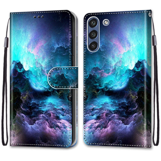 For Samsung Galaxy S21 FE Coloured Drawing Cross Texture Horizontal Flip PU Leather Case with Holder & Card Slots & Wallet & Lanyard(Colorful Clouds) by buy2fix