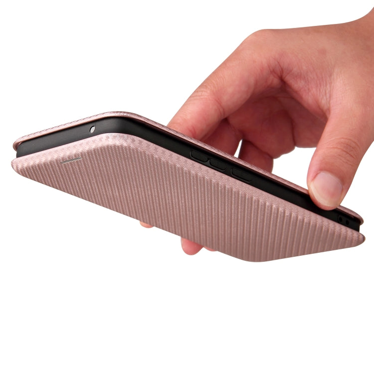 For OPPO Realme 8 / 8 Pro Carbon Fiber Texture Horizontal Flip TPU + PC + PU Leather Case with Card Slot(Pink) - Realme Cases by buy2fix | Online Shopping UK | buy2fix