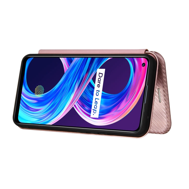 For OPPO Realme 8 / 8 Pro Carbon Fiber Texture Horizontal Flip TPU + PC + PU Leather Case with Card Slot(Pink) - Realme Cases by buy2fix | Online Shopping UK | buy2fix