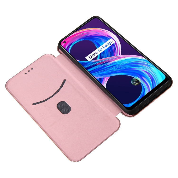 For OPPO Realme 8 / 8 Pro Carbon Fiber Texture Horizontal Flip TPU + PC + PU Leather Case with Card Slot(Pink) - Realme Cases by buy2fix | Online Shopping UK | buy2fix