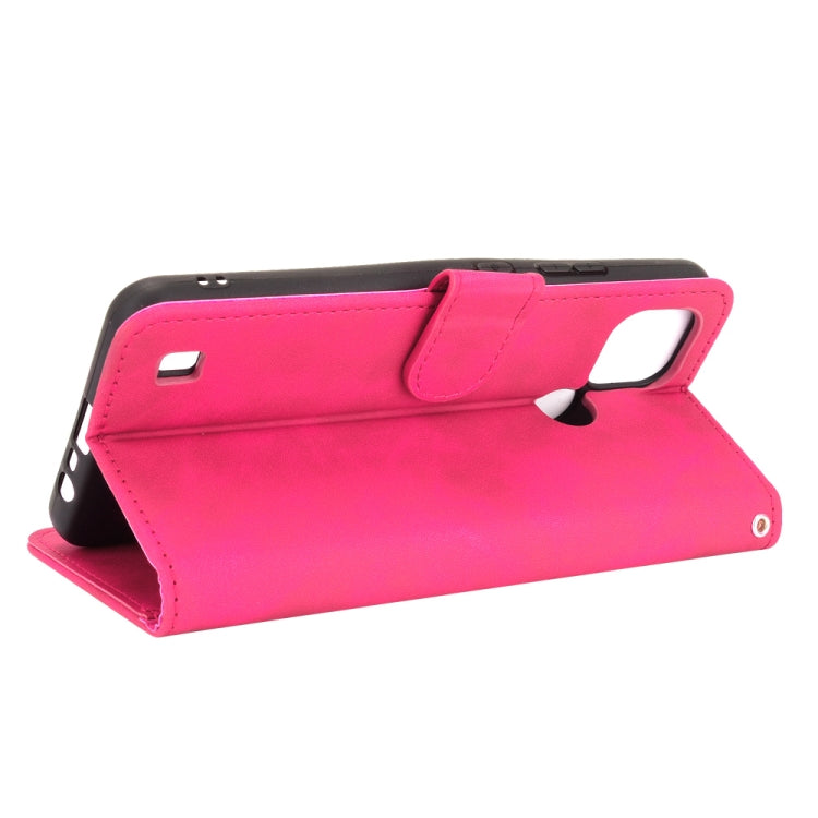 For OPPO Realme C21 Solid Color Skin Feel Magnetic Buckle Horizontal Flip Calf Texture PU Leather Case with Holder & Card Slots & Wallet(Rose Red) - Realme Cases by buy2fix | Online Shopping UK | buy2fix