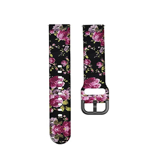 For Samsung Galaxy Watch 42mm Silicone Printing Watch Band(Pink Flowers) by buy2fix