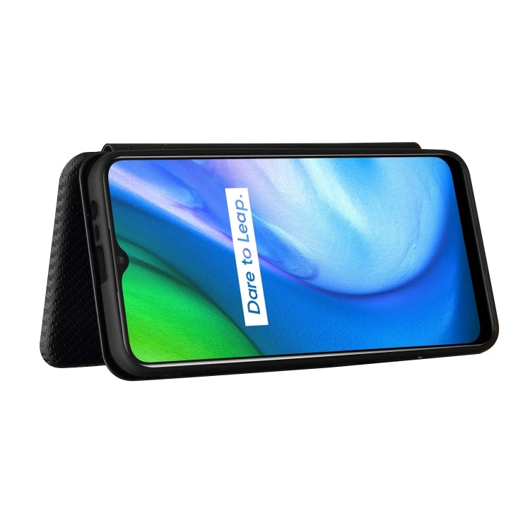 For Realme C21 Carbon Fiber Texture Horizontal Flip TPU + PC + PU Leather Case with Card Slot(Black) - Realme Cases by buy2fix | Online Shopping UK | buy2fix