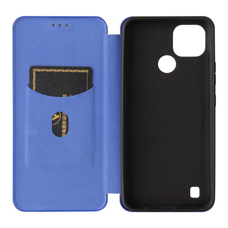 For Realme C21 Carbon Fiber Texture Horizontal Flip TPU + PC + PU Leather Case with Card Slot(Blue) - Realme Cases by buy2fix | Online Shopping UK | buy2fix