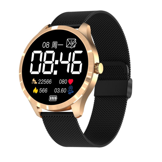 Q9L 1.28 inch IPS Color Screen IP67 Waterproof Smart Watch, Support Blood Pressure Monitoring / Heart Rate Monitoring / Sleep Monitoring(Black Gold) by buy2fix