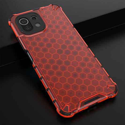 For Xiaomi Mi 11 Lite Shockproof Honeycomb PC + TPU Protective Case(Red) by buy2fix