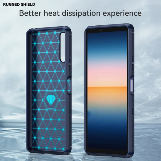 For Sony Xperia 10 III Brushed Texture Carbon Fiber TPU Case(Navy Blue) by buy2fix