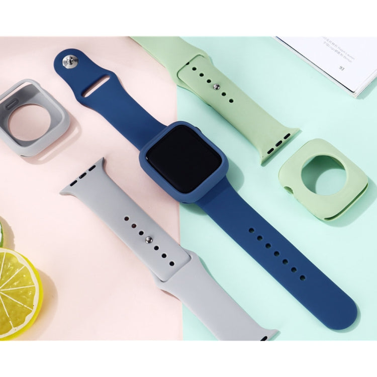 Silicone Watch Band + Watch Protective Case Set For Apple Watch Series 7 41mm (White) - Watch Cases by buy2fix | Online Shopping UK | buy2fix