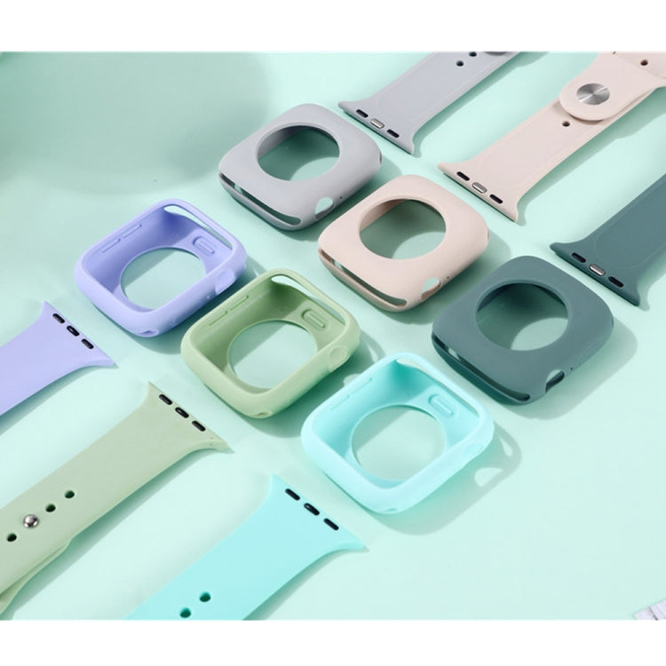 Silicone Watch Band + Watch Protective Case Set For Apple Watch Series 7 45mm (Light Blue) - Watch Cases by buy2fix | Online Shopping UK | buy2fix