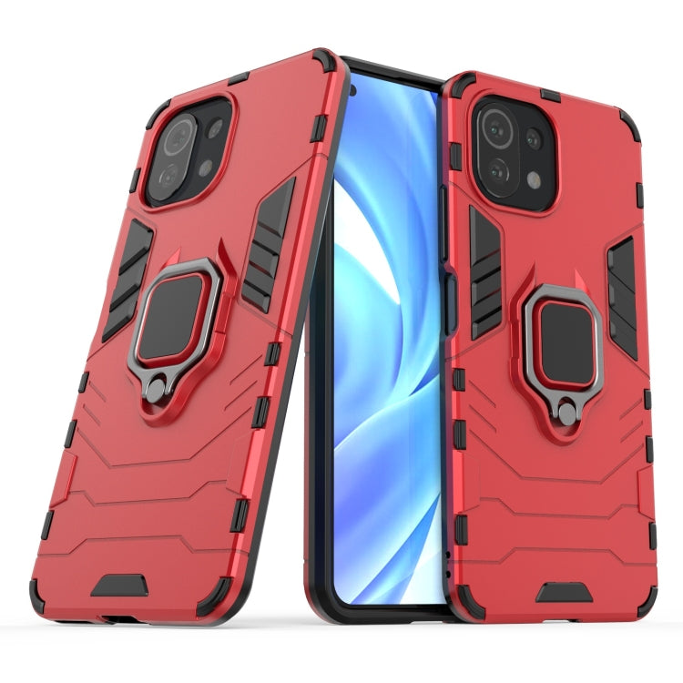 For Xiaomi Mi 11 Lite Shockproof PC + TPU Protective Case with Magnetic Ring Holder(Red) - Xiaomi Cases by buy2fix | Online Shopping UK | buy2fix