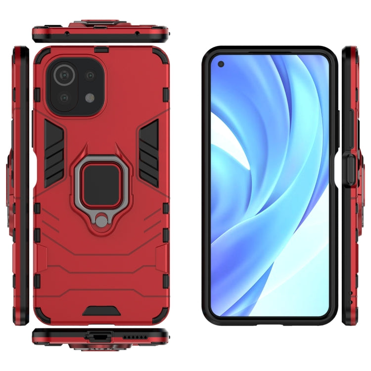 For Xiaomi Mi 11 Lite Shockproof PC + TPU Protective Case with Magnetic Ring Holder(Red) - Xiaomi Cases by buy2fix | Online Shopping UK | buy2fix