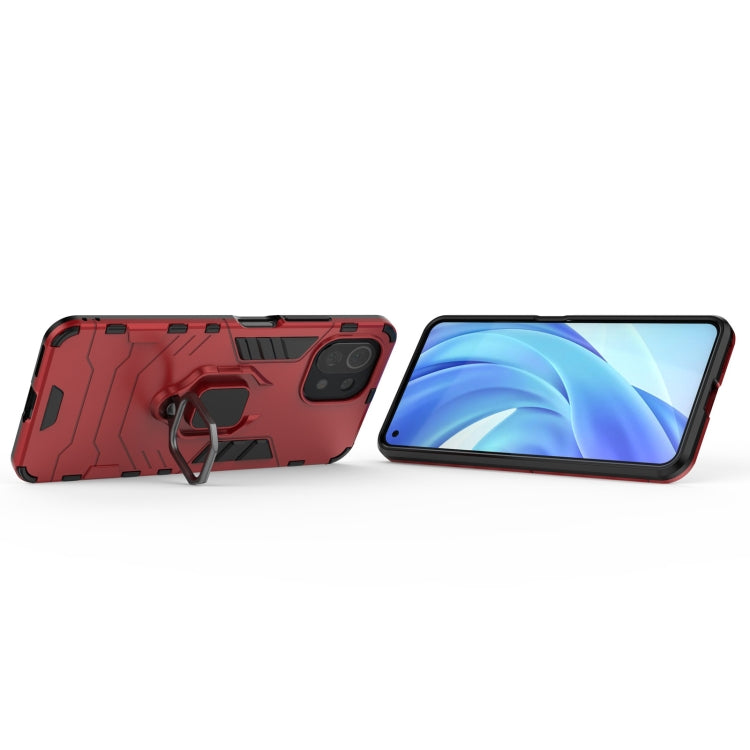 For Xiaomi Mi 11 Lite Shockproof PC + TPU Protective Case with Magnetic Ring Holder(Red) - Xiaomi Cases by buy2fix | Online Shopping UK | buy2fix