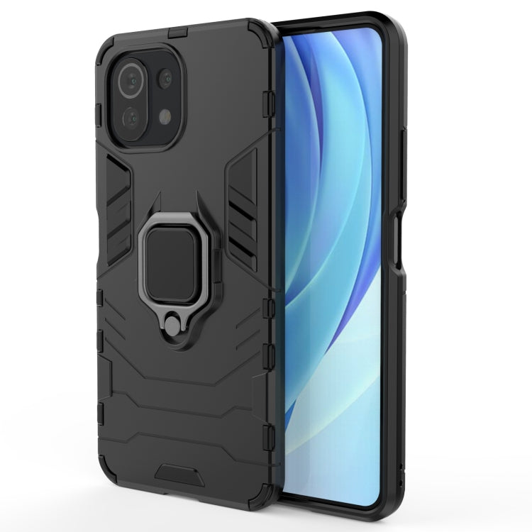 For Xiaomi Mi 11 Lite Shockproof PC + TPU Protective Case with Magnetic Ring Holder(Black) - Xiaomi Cases by buy2fix | Online Shopping UK | buy2fix