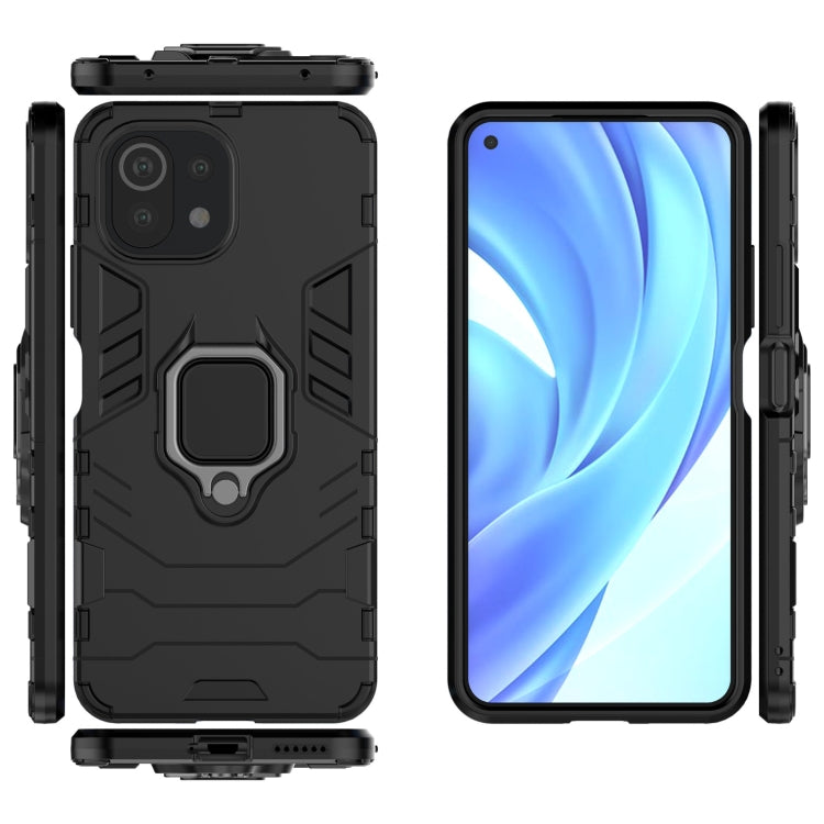 For Xiaomi Mi 11 Lite Shockproof PC + TPU Protective Case with Magnetic Ring Holder(Black) - Xiaomi Cases by buy2fix | Online Shopping UK | buy2fix