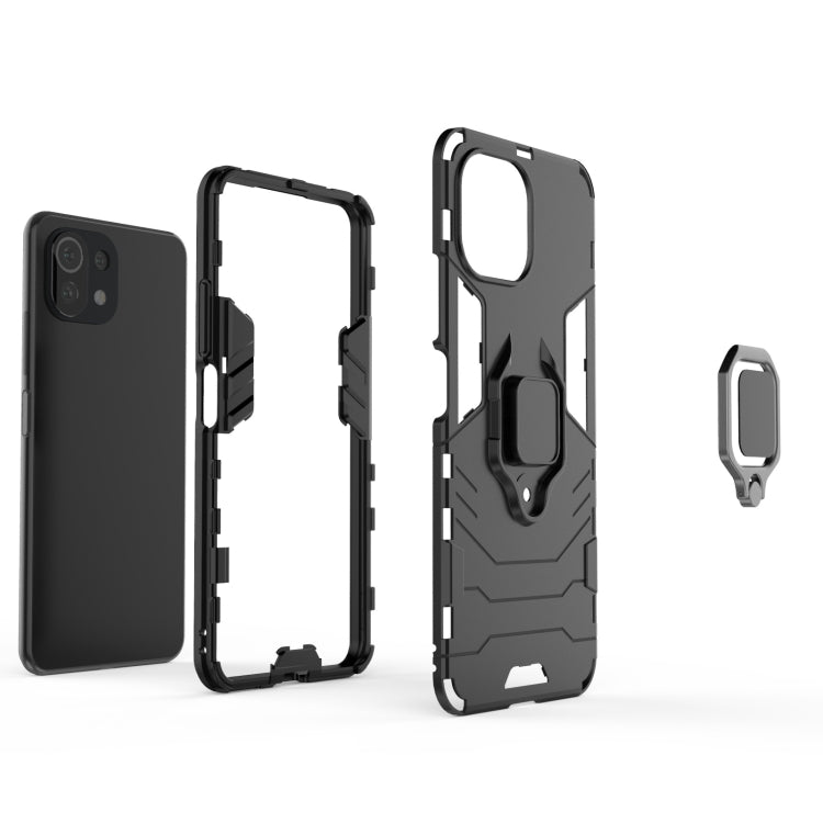 For Xiaomi Mi 11 Lite Shockproof PC + TPU Protective Case with Magnetic Ring Holder(Black) - Xiaomi Cases by buy2fix | Online Shopping UK | buy2fix