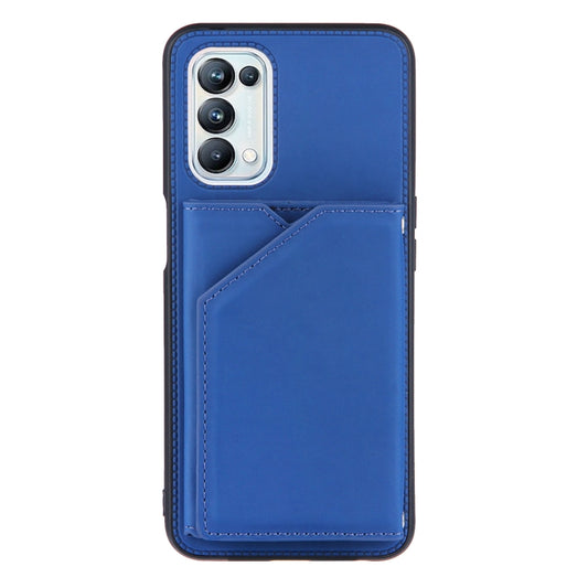 For OPPO A93 5G Skin Feel PU + TPU + PC Back Cover Shockproof Case with Card Slots & Holder & Photo Frame(Blue) by buy2fix