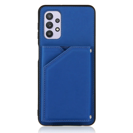 For Samsung Galaxy A32 5G Skin Feel PU + TPU + PC Back Cover Shockproof Case with Card Slots & Holder & Photo Frame(Blue) by buy2fix