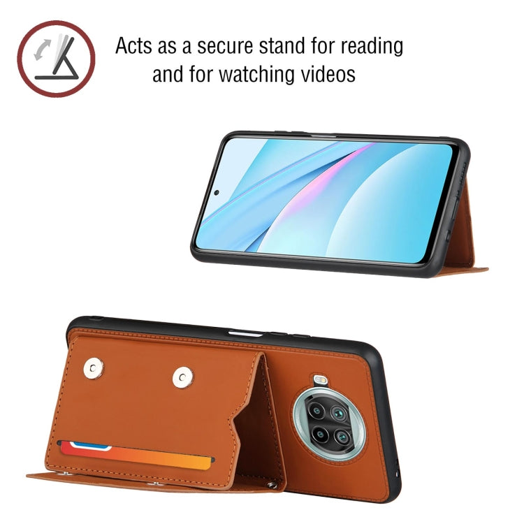 For Xiaomi Mi 10T Lite 5G Skin Feel PU + TPU + PC Back Cover Shockproof Case with Card Slots & Holder & Photo Frame(Brown) - Xiaomi Cases by buy2fix | Online Shopping UK | buy2fix
