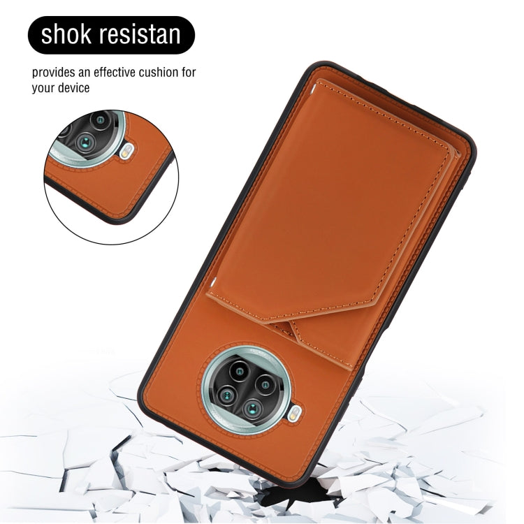 For Xiaomi Mi 10T Lite 5G Skin Feel PU + TPU + PC Back Cover Shockproof Case with Card Slots & Holder & Photo Frame(Brown) - Xiaomi Cases by buy2fix | Online Shopping UK | buy2fix