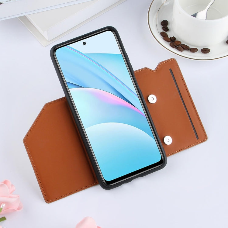 For Xiaomi Mi 10T Lite 5G Skin Feel PU + TPU + PC Back Cover Shockproof Case with Card Slots & Holder & Photo Frame(Brown) - Xiaomi Cases by buy2fix | Online Shopping UK | buy2fix