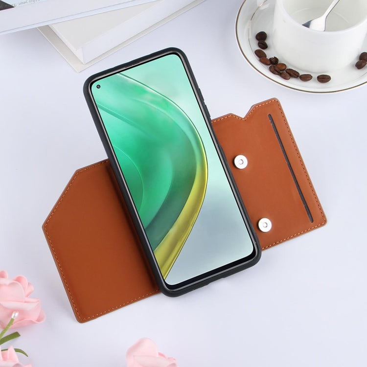 For Xiaomi Mi 10T 5G / 10T Pro 5G Skin Feel PU + TPU + PC Back Cover Shockproof Case with Card Slots & Holder & Photo Frame(Brown) by buy2fix