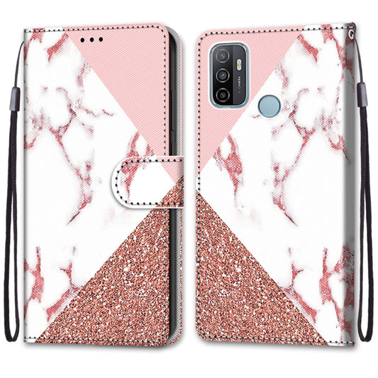 For OPPO A53 4G(2020) / A53s / A32 / A33 (2020) Coloured Drawing Cross Texture Horizontal Flip PU Leather Case with Holder & Card Slots & Wallet & Lanyard(Pink Stone Texture) by buy2fix