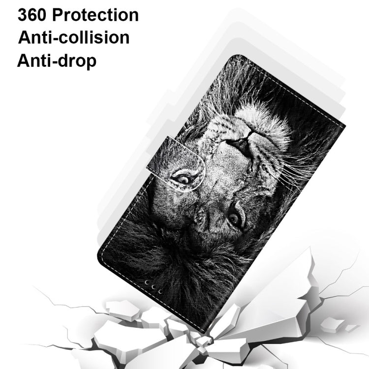 For Alcatel 3L 2021 Coloured Drawing Cross Texture Horizontal Flip PU Leather Case with Holder & Card Slots & Wallet & Lanyard(Black White Lion Head) - Alcatel Cases by buy2fix | Online Shopping UK | buy2fix