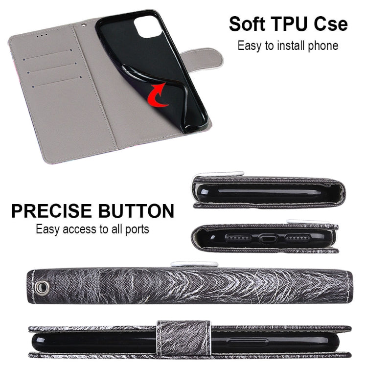 For Alcatel 3L 2021 Coloured Drawing Cross Texture Horizontal Flip PU Leather Case with Holder & Card Slots & Wallet & Lanyard(Black White Lion Head) - Alcatel Cases by buy2fix | Online Shopping UK | buy2fix