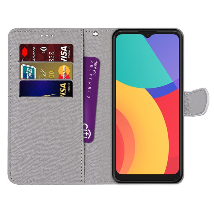 For Alcatel 3L 2021 Coloured Drawing Cross Texture Horizontal Flip PU Leather Case with Holder & Card Slots & Wallet & Lanyard(Light Pink Bouquet) - Alcatel Cases by buy2fix | Online Shopping UK | buy2fix