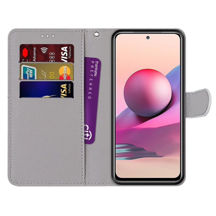 For Xiaomi Redmi Note 10 4G / Note 10S Coloured Drawing Cross Texture Horizontal Flip PU Leather Case with Holder & Card Slots & Wallet & Lanyard(Big Cat Holding Kitten) - Xiaomi Cases by buy2fix | Online Shopping UK | buy2fix