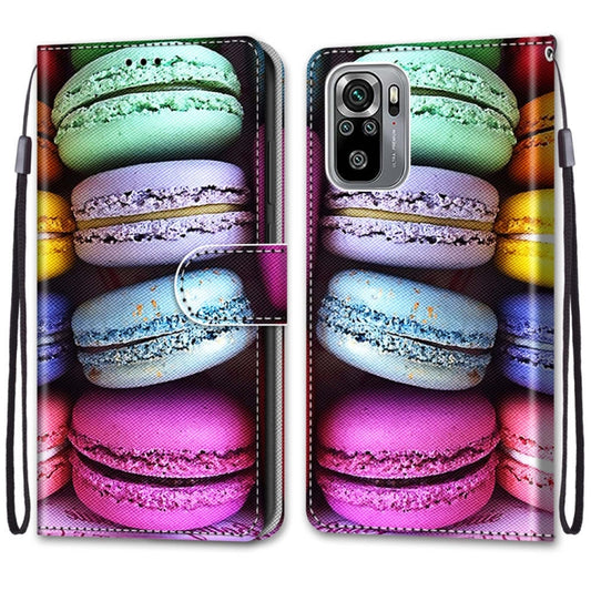 For Xiaomi Redmi Note 10 4G / Note 10S Coloured Drawing Cross Texture Horizontal Flip PU Leather Case with Holder & Card Slots & Wallet & Lanyard(Colorful Cakes) by buy2fix