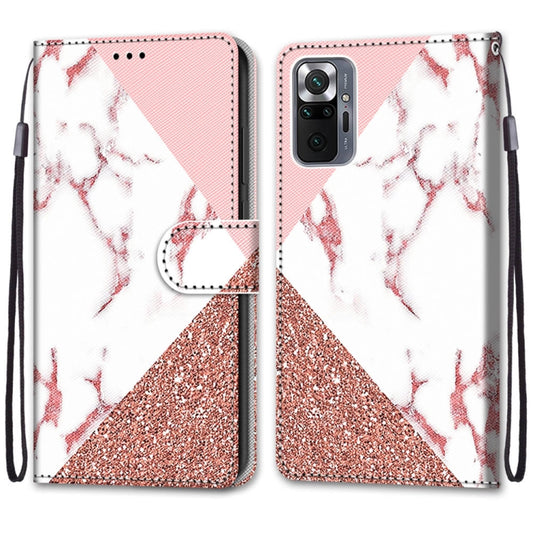 For Xiaomi Redmi Note 10 Pro Max / Note 10 Pro Coloured Drawing Cross Texture Horizontal Flip PU Leather Case with Holder & Card Slots & Wallet & Lanyard(Pink Stone Texture) by buy2fix
