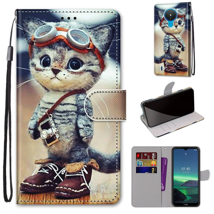 For Nokia 1.4 Coloured Drawing Cross Texture Horizontal Flip PU Leather Case with Holder & Card Slots & Wallet & Lanyard(Leather Shoes Cat) - Nokia Cases by buy2fix | Online Shopping UK | buy2fix