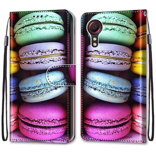 For Samsung Galaxy Xcover 5 Coloured Drawing Cross Texture Horizontal Flip PU Leather Case with Holder & Card Slots & Wallet & Lanyard(Colorful Cakes) by buy2fix