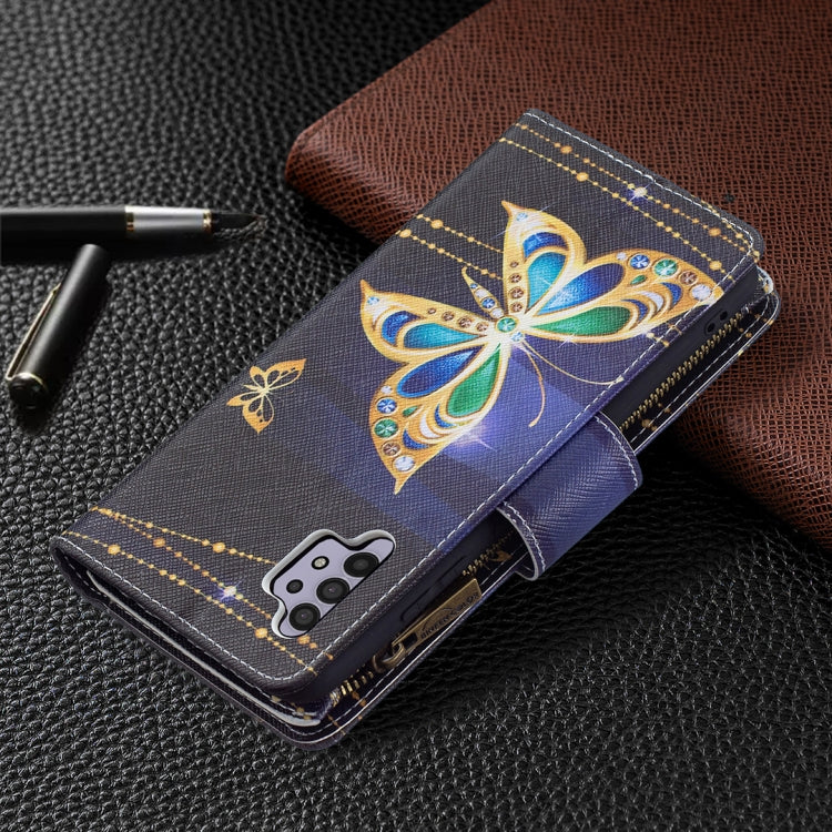 For Samsung Galaxy A32 4G Colored Drawing Pattern Zipper Horizontal Flip Leather Case with Holder & Card Slots & Wallet(Big Butterfly) by buy2fix