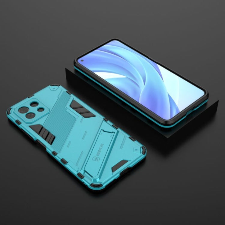 For Xiaomi Mi 11 Lite Punk Armor 2 in 1 PC + TPU Shockproof Case with Invisible Holder(Blue) - Xiaomi Cases by buy2fix | Online Shopping UK | buy2fix