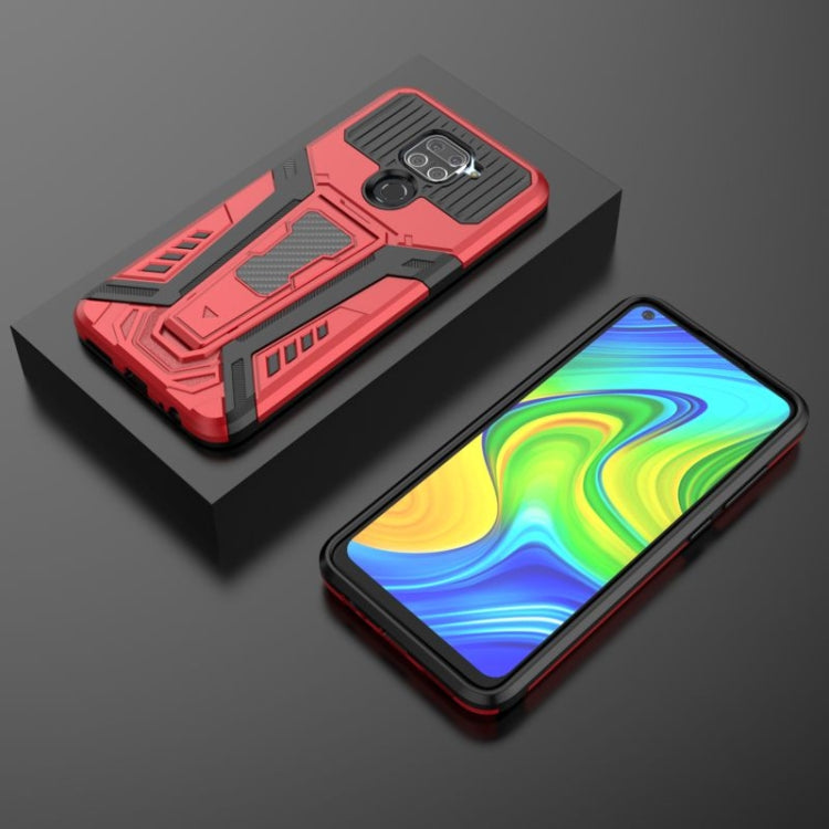 For Xiaomi Redmi Note 9 War Chariot Series Armor All-inclusive Shockproof PC + TPU Protective Case with Invisible Holder(Red) - Xiaomi Cases by buy2fix | Online Shopping UK | buy2fix