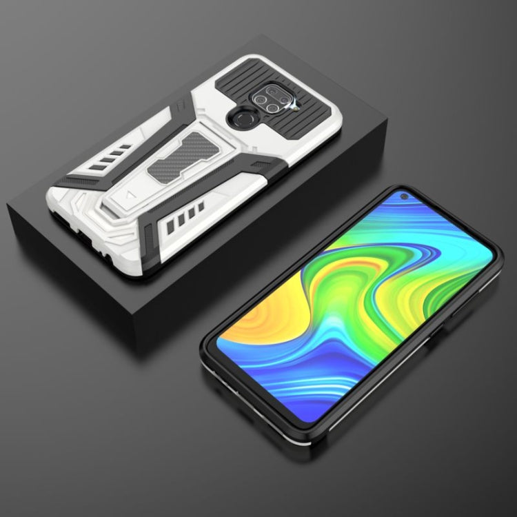 For Xiaomi Redmi Note 9 War Chariot Series Armor All-inclusive Shockproof PC + TPU Protective Case with Invisible Holder(White) by buy2fix