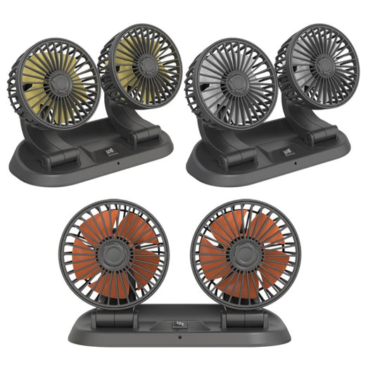 F410 12V Car Dual-head Folding Electric Cooling Fan with Temporary Temporary Parking Card - Heating & Fans by buy2fix | Online Shopping UK | buy2fix
