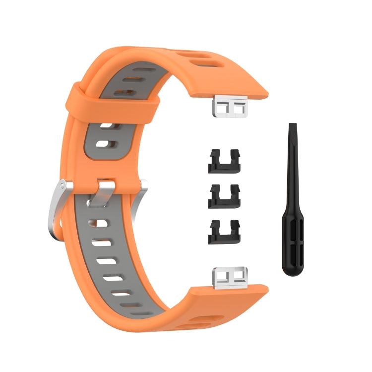 For Huawei Watch Fit Two-color Silicone Watch Band(Orange+Grey) - Watch Bands by buy2fix | Online Shopping UK | buy2fix